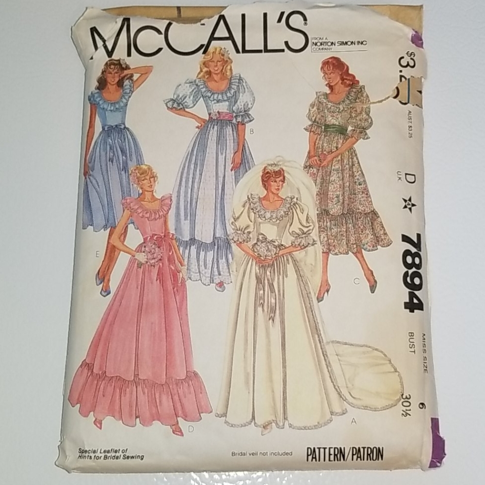 Vintage wedding dress pattern by McCall's